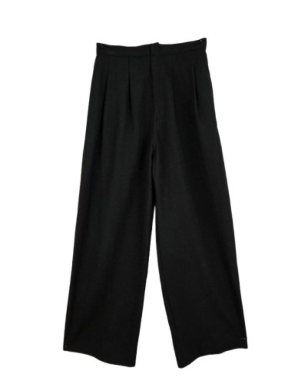 Christian Francis Roth Wool Wide Leg Pants 8 Black Pleated Career